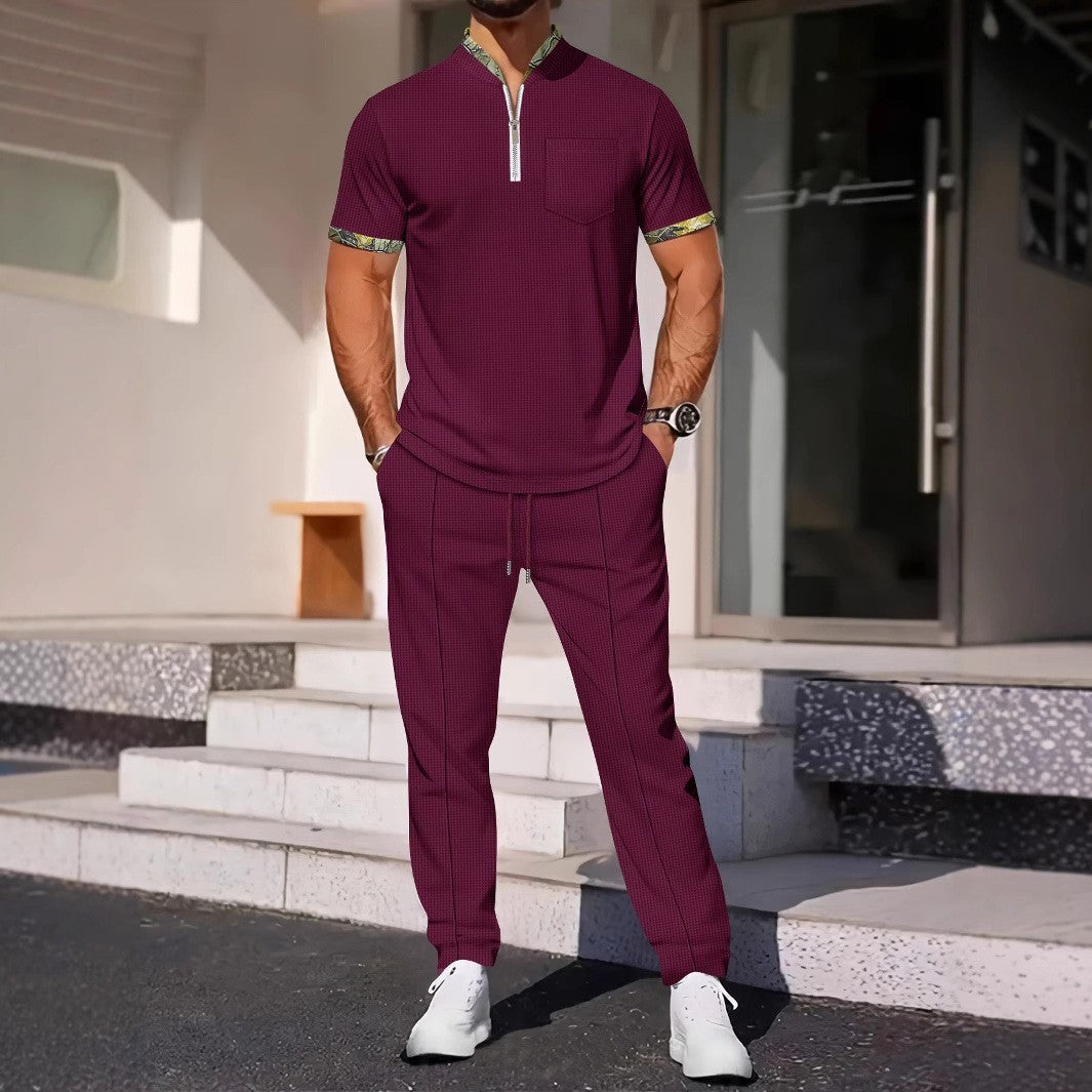 Men's Color Matching Casual Sports Suit