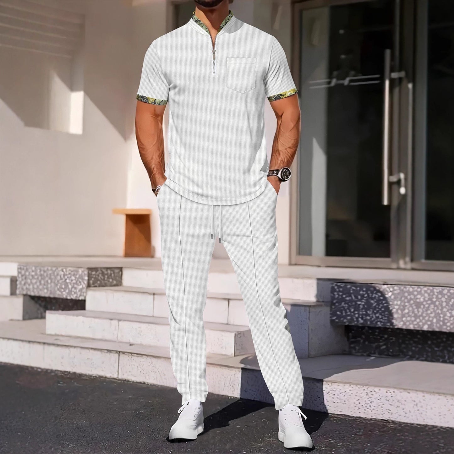 Men's Color Matching Casual Sports Suit