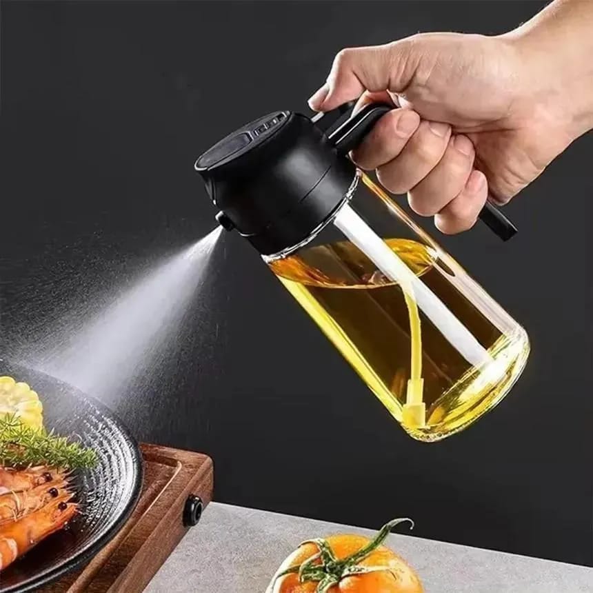 2-in-1 Oil Spray Bottle Glass – Spray & Pour Kitchen Accessory