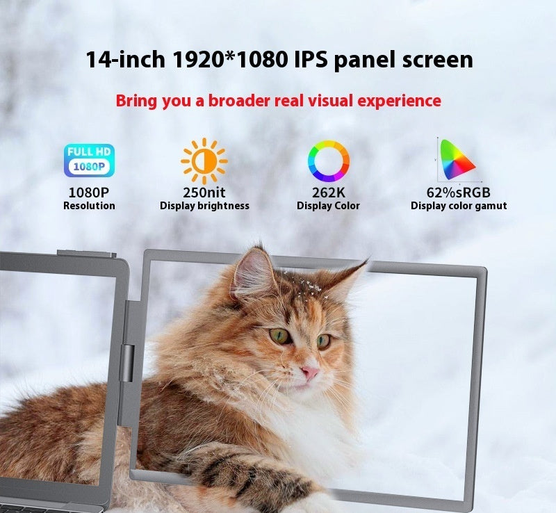 14-inch Dual-screen Portable Monitor Laptop With Wall-mounted External Expansion Screen Dual-screen Portable Screen - MRG Official Store