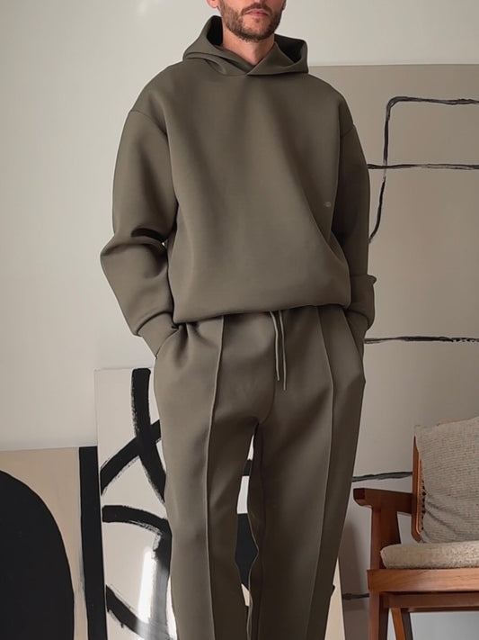 Men's Casual Hooded Sweatshirt & Elastic Waist Pants Set