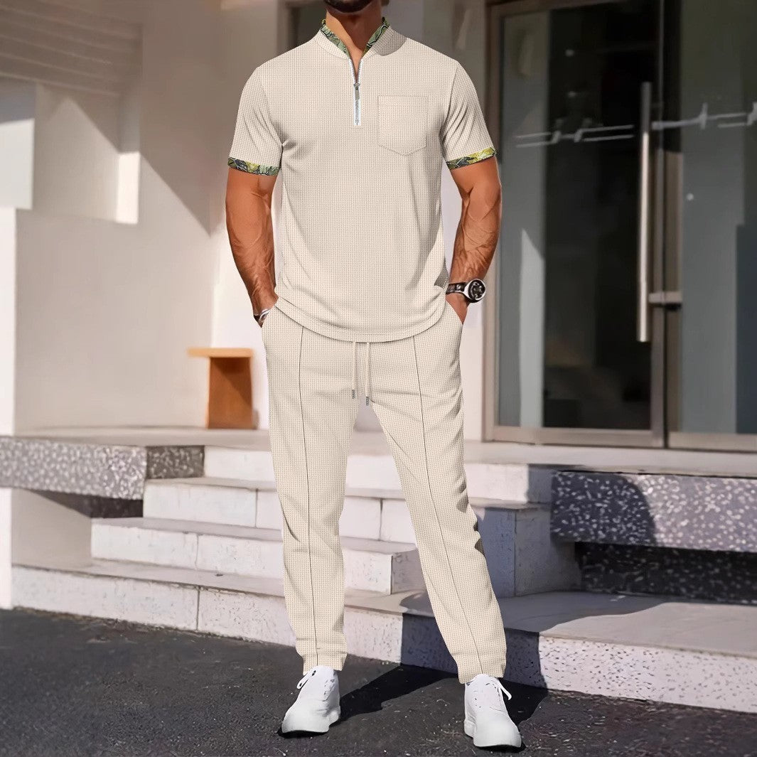 Men's Color Matching Casual Sports Suit