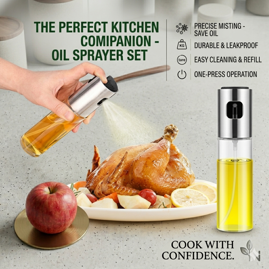 Glass Oil Spray Bottle 7.1" – Non-Slip Grip Kitchen Oil Sprayer