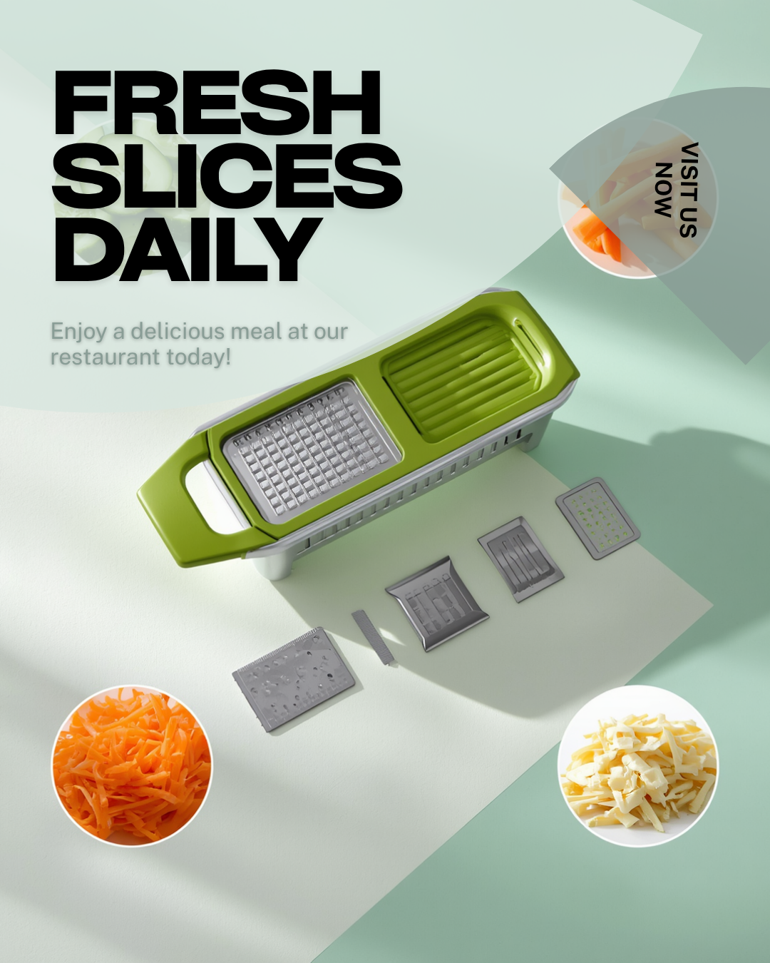 5-in-1 Manual Vegetable Slicer Cutter – 5 Blades & Collection Basin