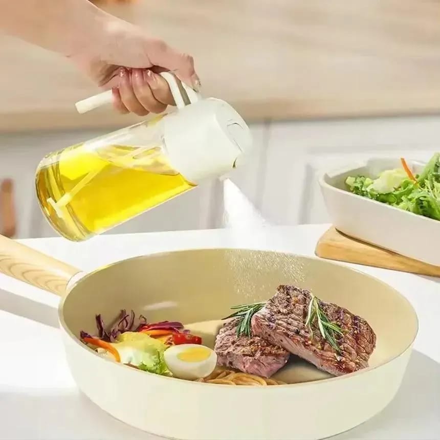 2-in-1 Oil Spray Bottle Glass – Spray & Pour Kitchen Accessory